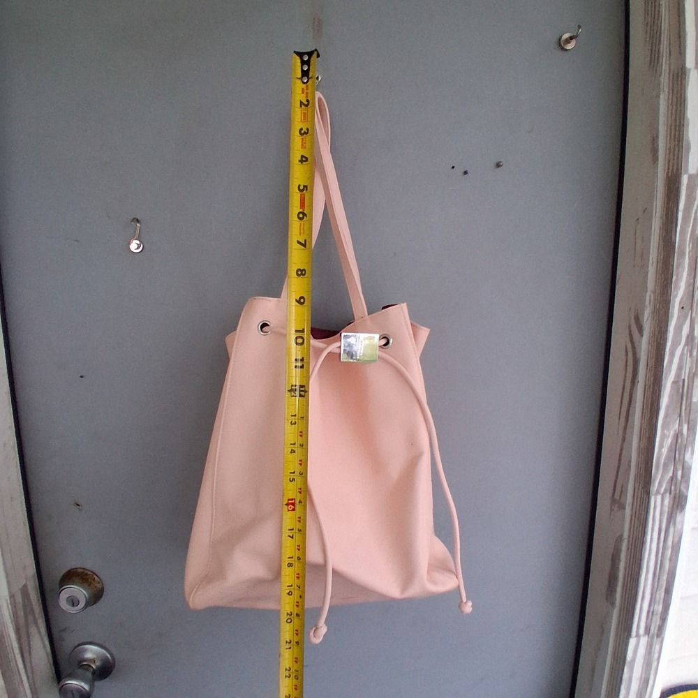 Ralph Lauren Romance Gift Pink Faux Leather Drawstring Tote Shoulder Bag